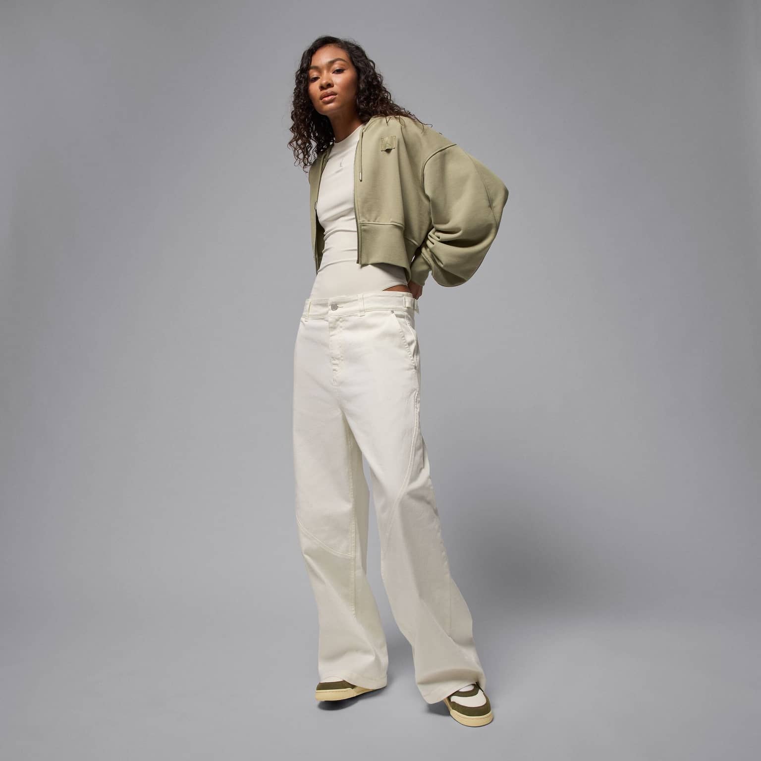 Jordan Flight Fleece Cropped Satin-Lined Hoodie 3